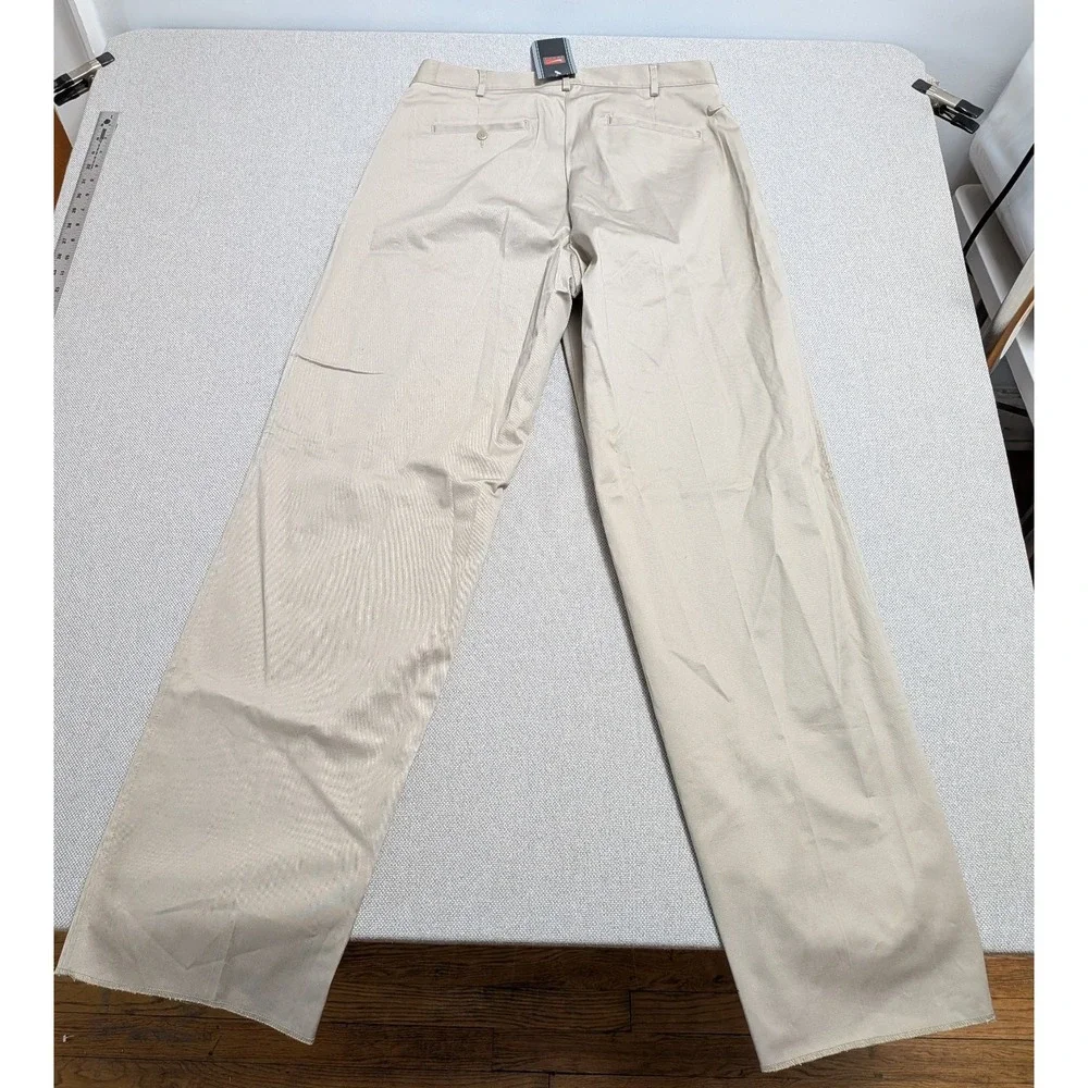 Nike Team Men's Will Chino Pants Tan 36 Cotton Spandex Pleated Unhemmed Golf NWT